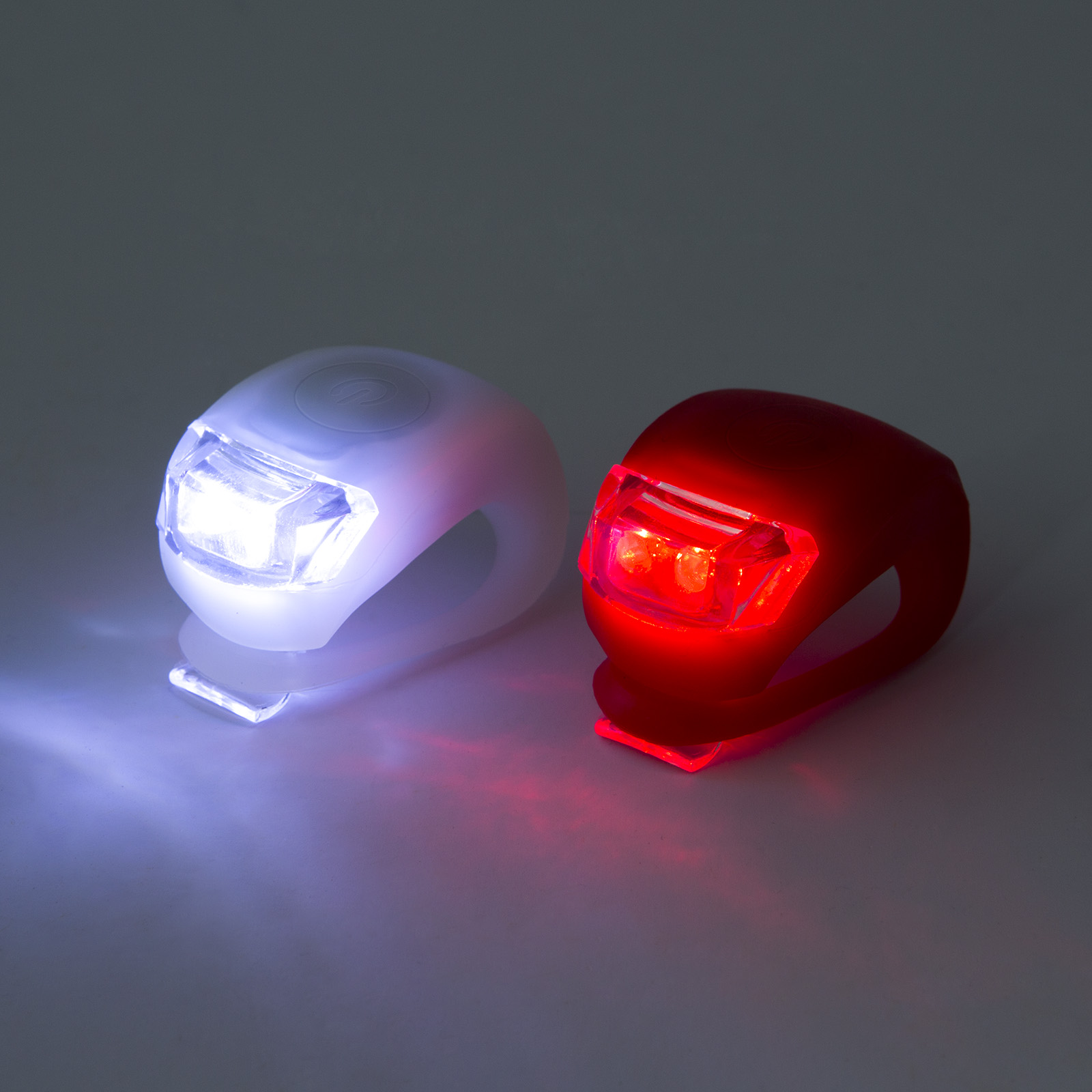 Set lumini bicicleta LED, fata spate alb rosu, 3 moduri, rezistente apa TPE, baterii incluse