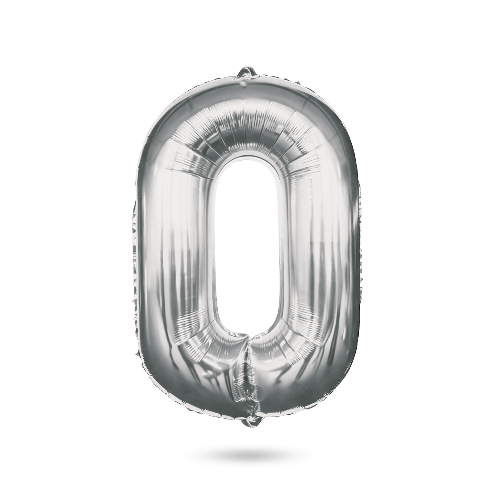 Balon folie cifra 0 argintiu, 40 inch, 78 x 50 cm, umflare cu aer sau heliu