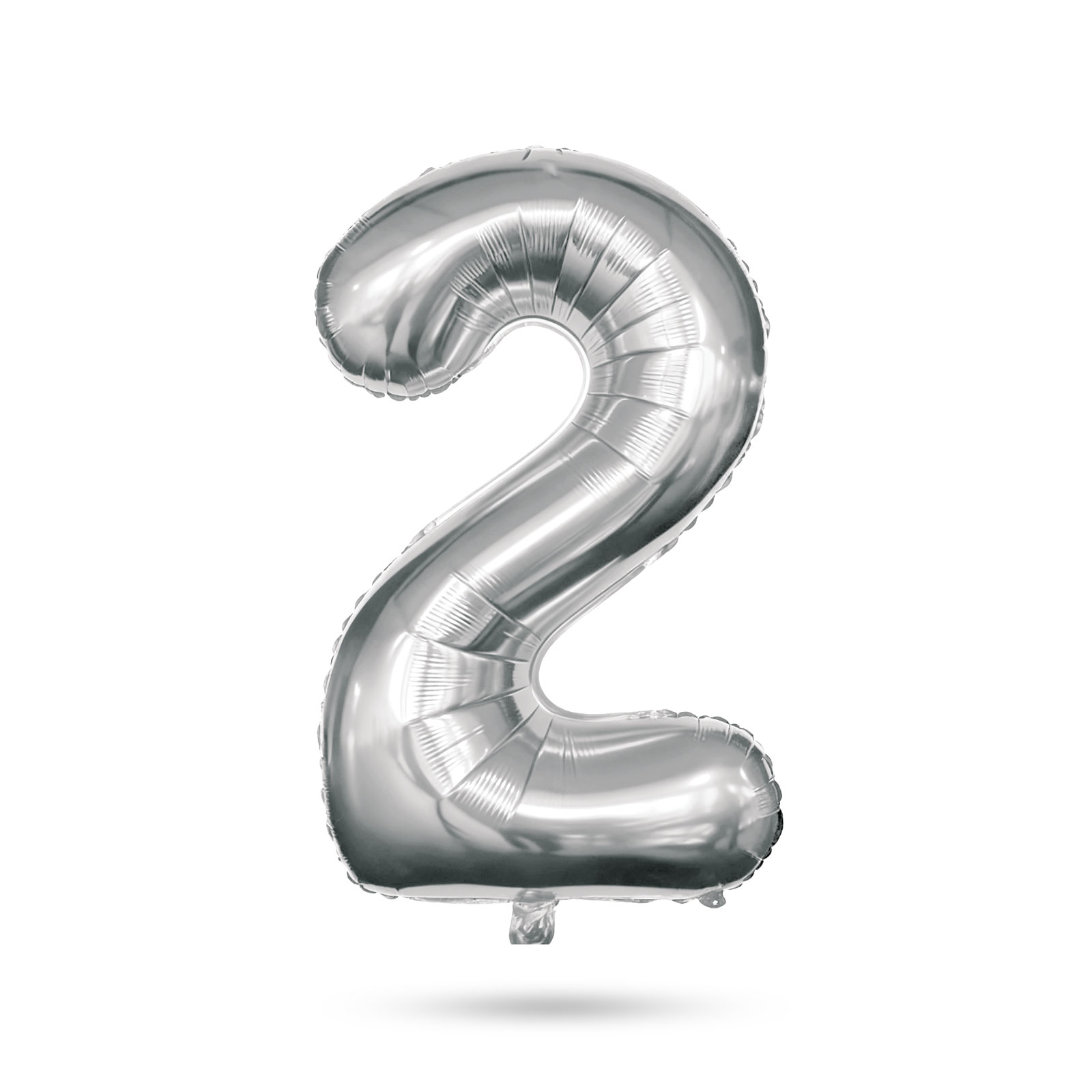 Balon folie cifra 2 argintiu, 40 inch, 78 x 50 cm, umflare cu aer sau heliu
