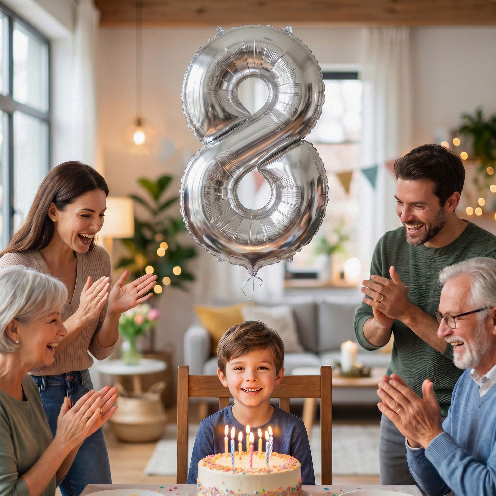 Balon folie cifra 4 argintiu, 40 inch, 78 x 50 cm, umflare cu aer sau heliu