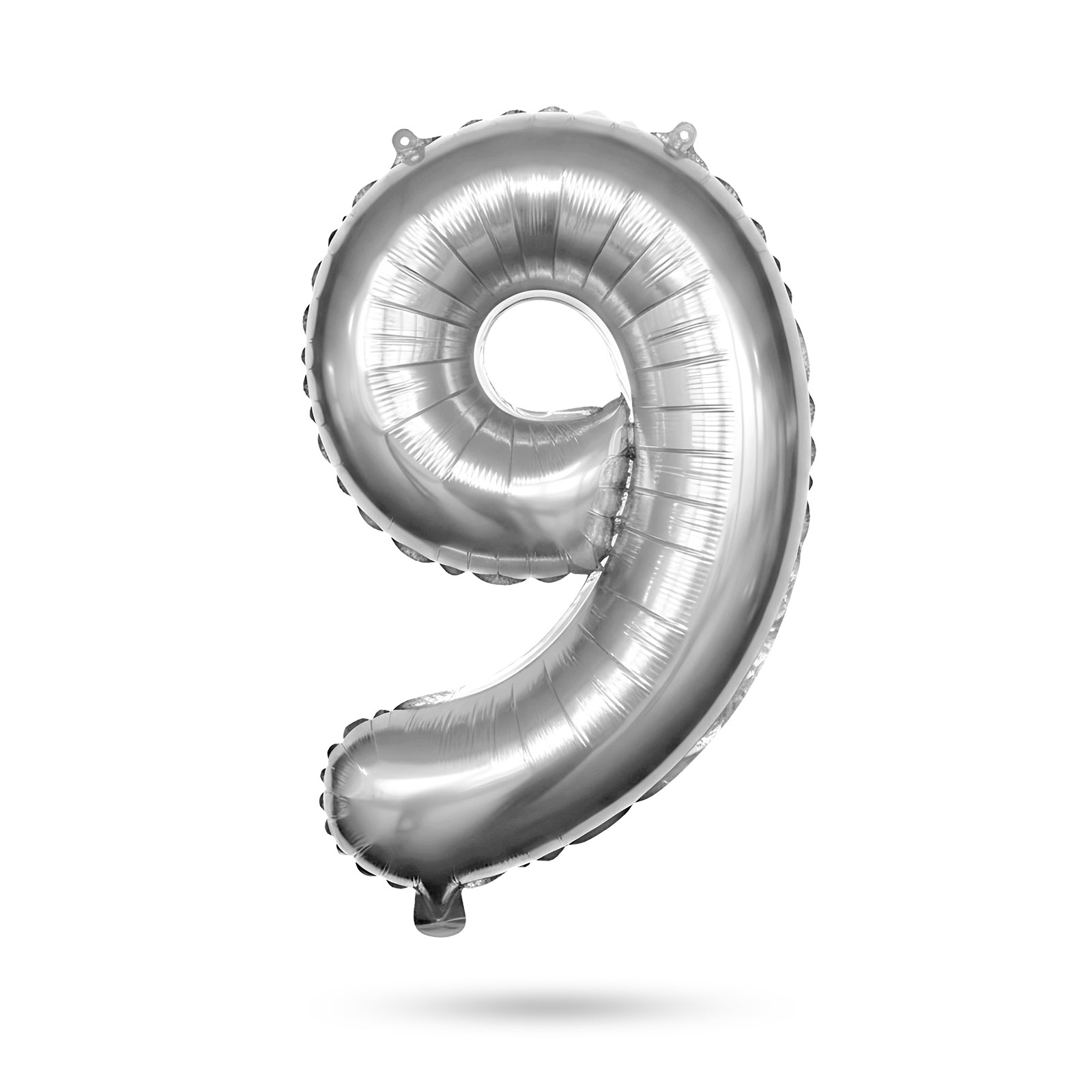 Balon folie cifra 9 argintiu, 40 inch, 78 x 50 cm, umflare cu aer sau heliu