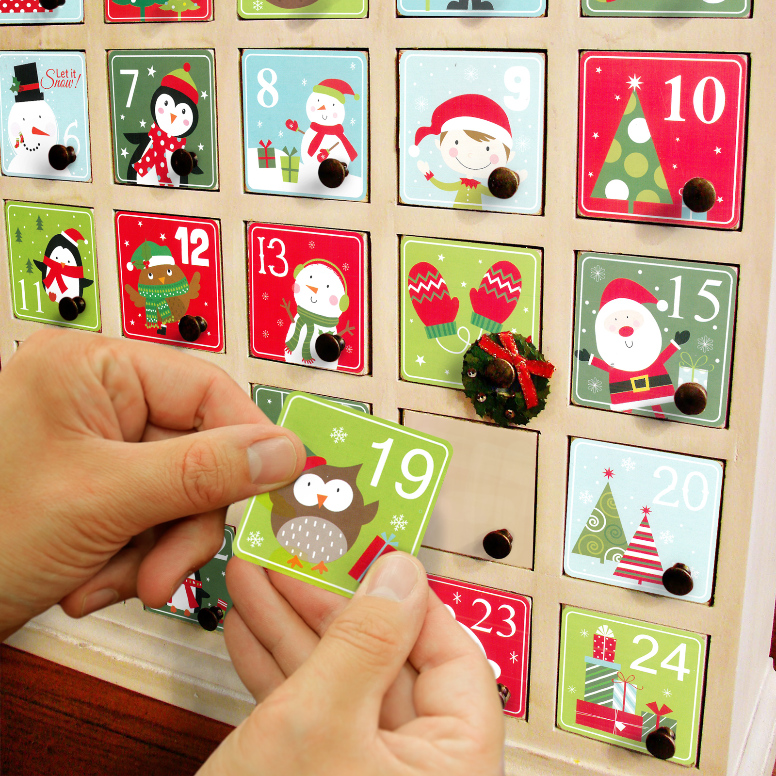 Set stickere, Advent Calendar, 1-24, 5x5 cm, decor Craciun autoadeziv