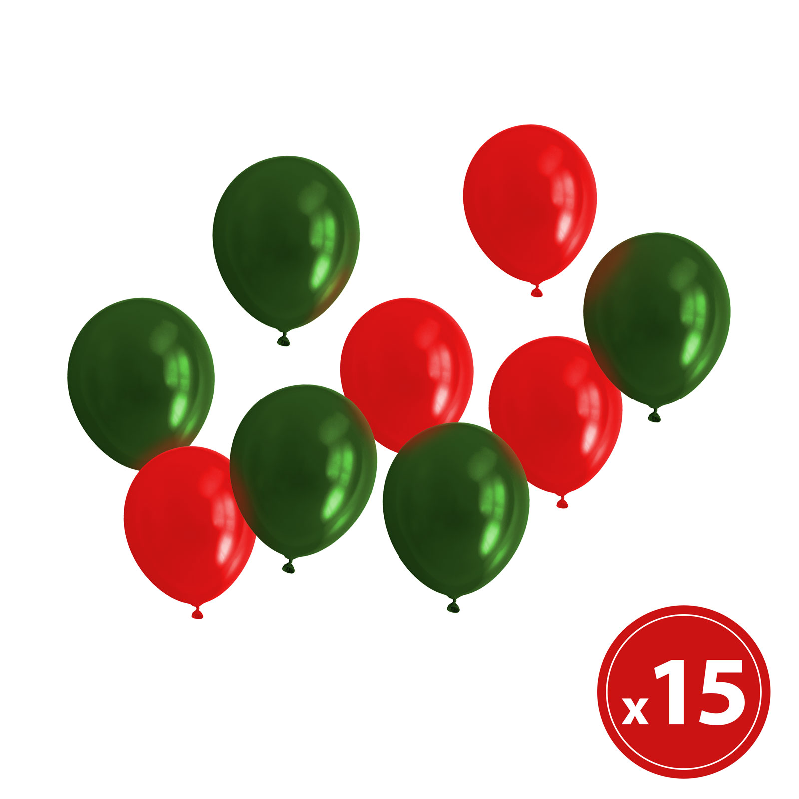 Set baloane metalizate, rosu-verde, 15 buc, 30 cm