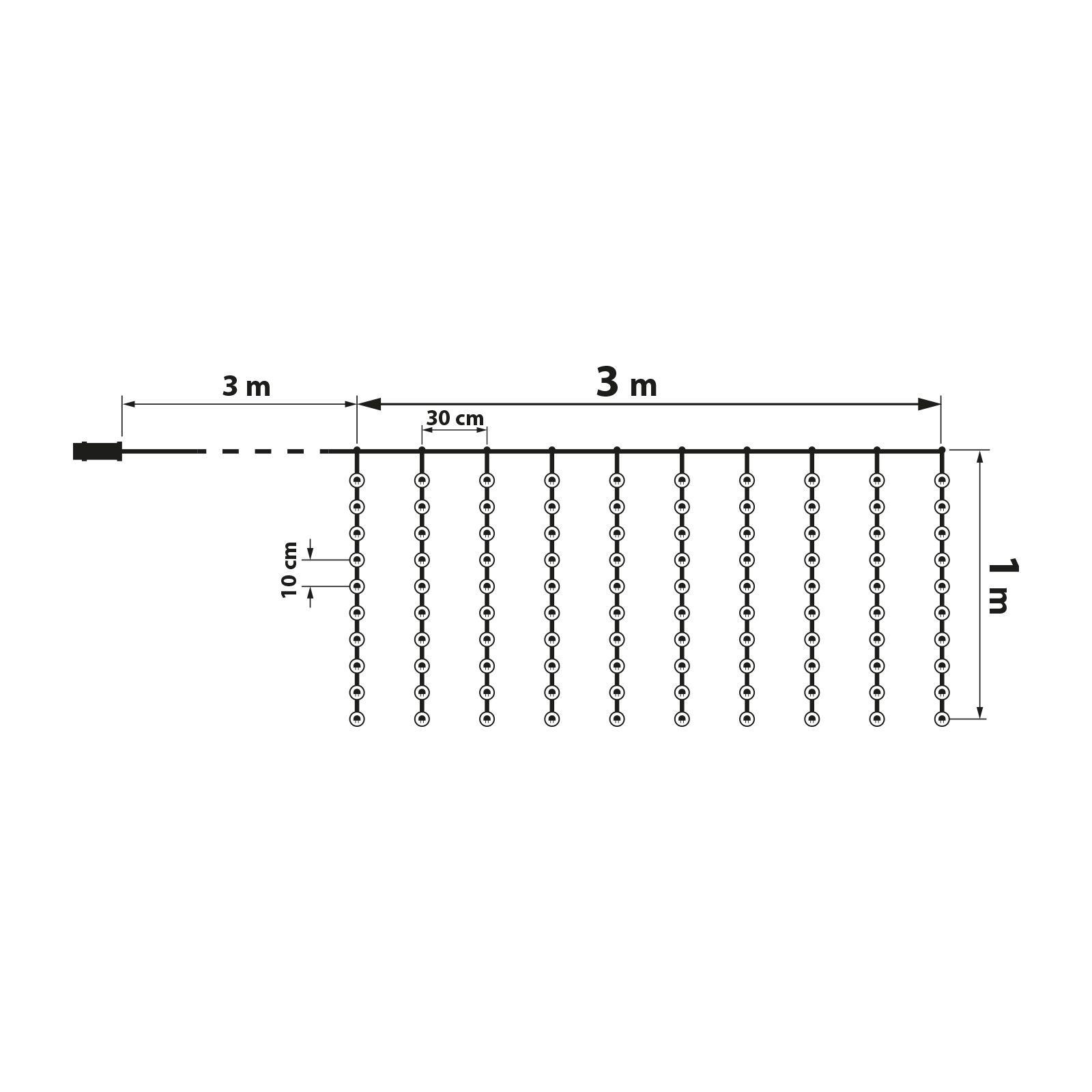Perdea luminoasa LED, microLED, 100 lumini, alb rece, 3x1m, cu telecomanda IP44