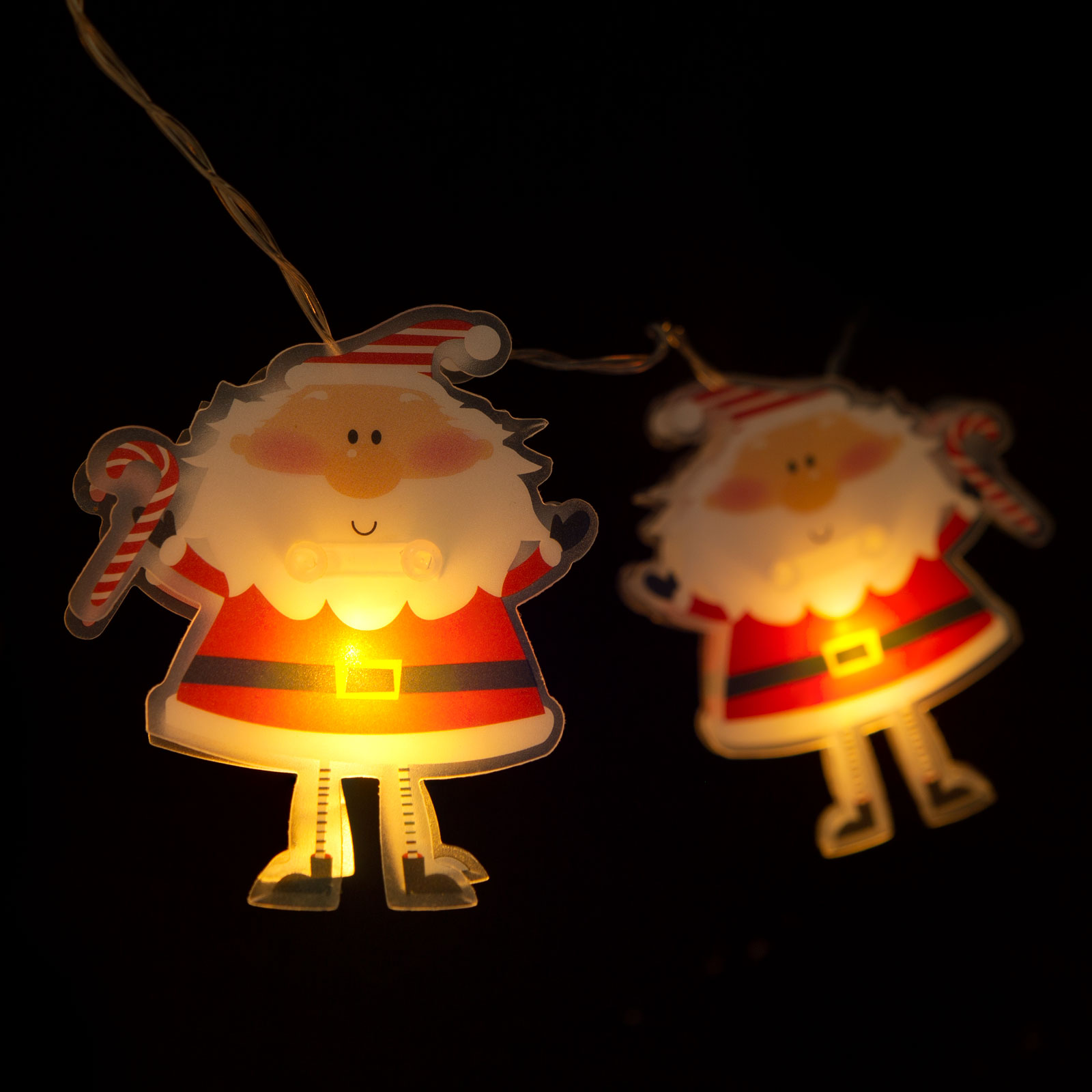 Ghirlanda LED, Craciun, model Mos Craciun, 10 LED, 1.35m, lumina calda, baterii 2 x AA