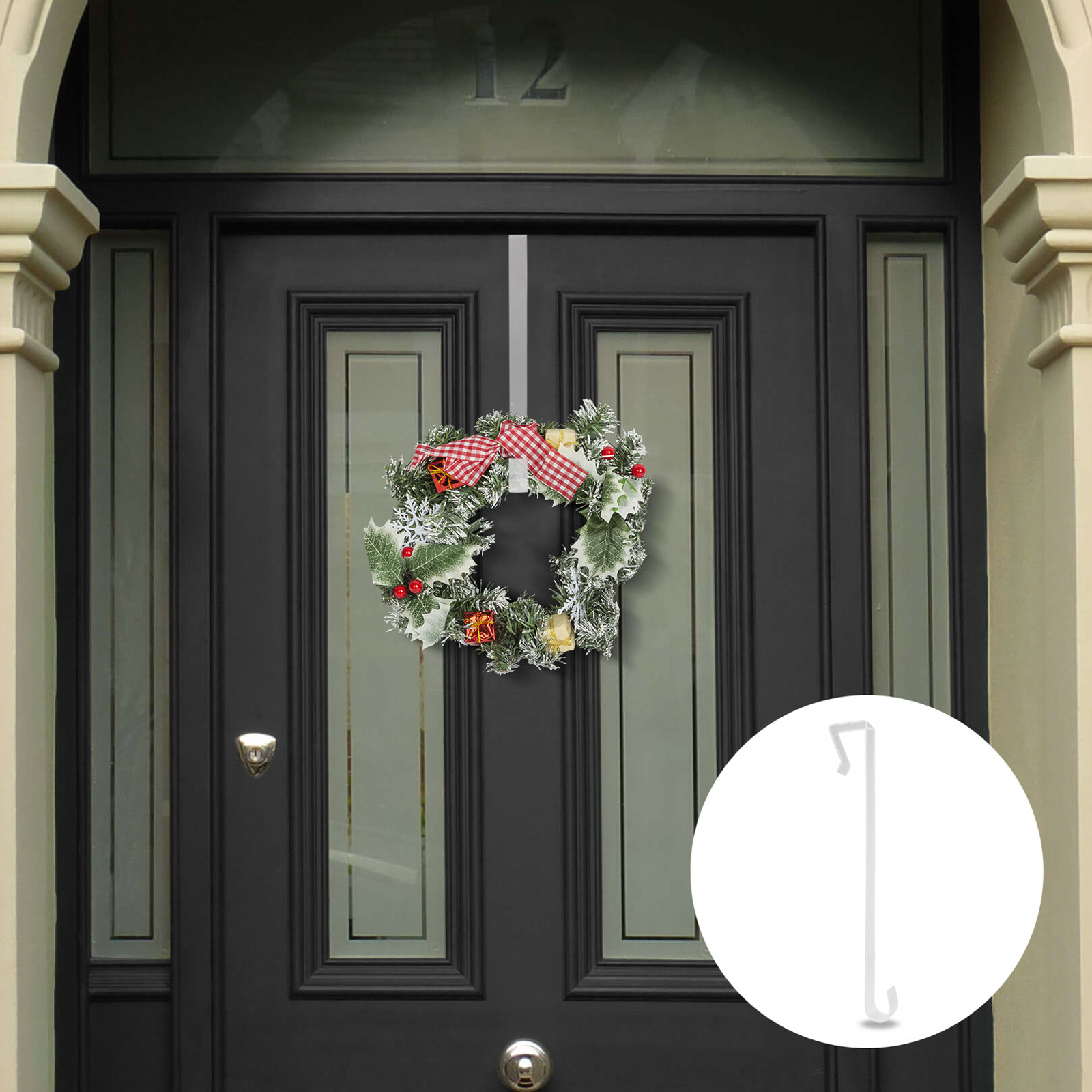 Suport decor usa, coronita Craciun, 35cm, plastic transparent