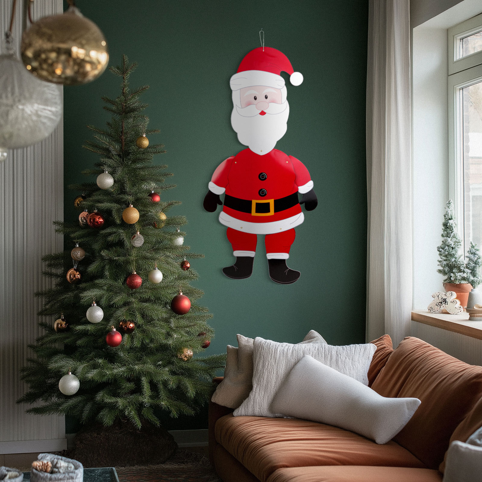 Decoratiune, model Mos Craciun, 90 cm din hartie, ornament suspendabil cu membre mobile