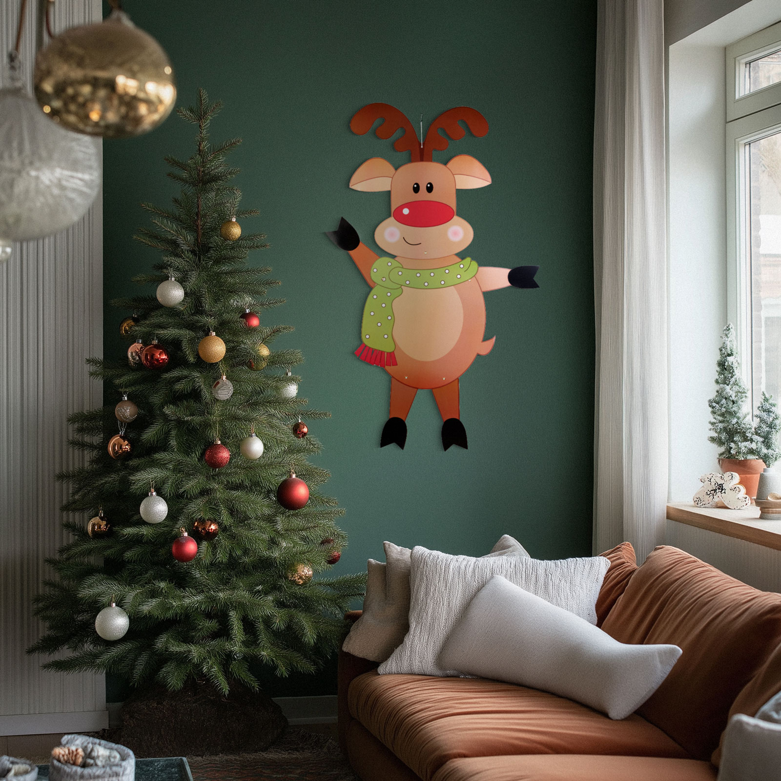 Decoratiune Craciun, model Ren, 90 cm, din hartie