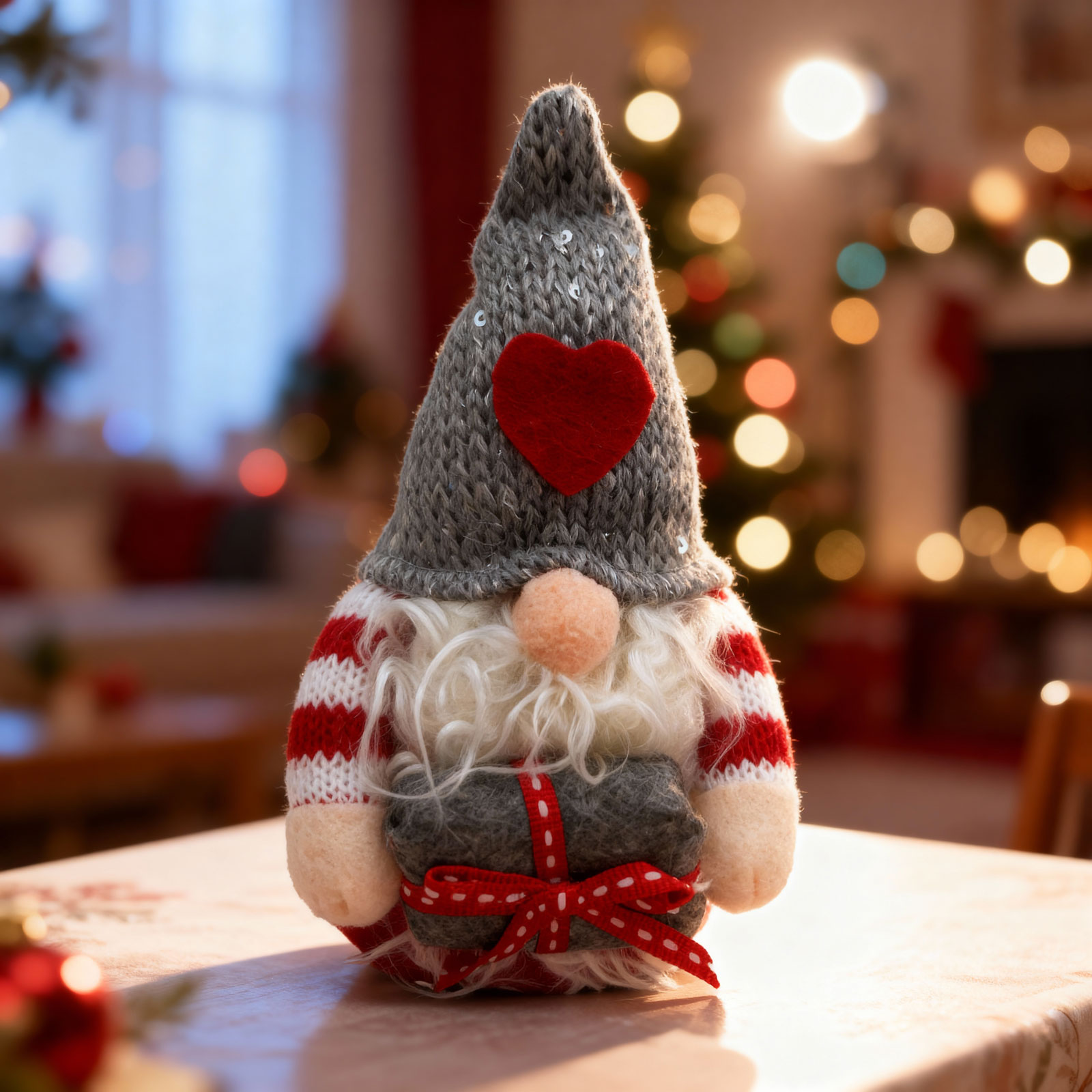 Decoratiune spiridus scandinav, 16 cm, figurina textila