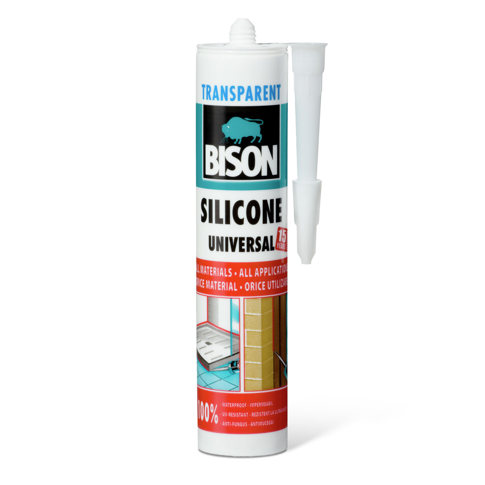 Silicon universal Bison, transparent, 280 ml, rezistent UV si impermeabil