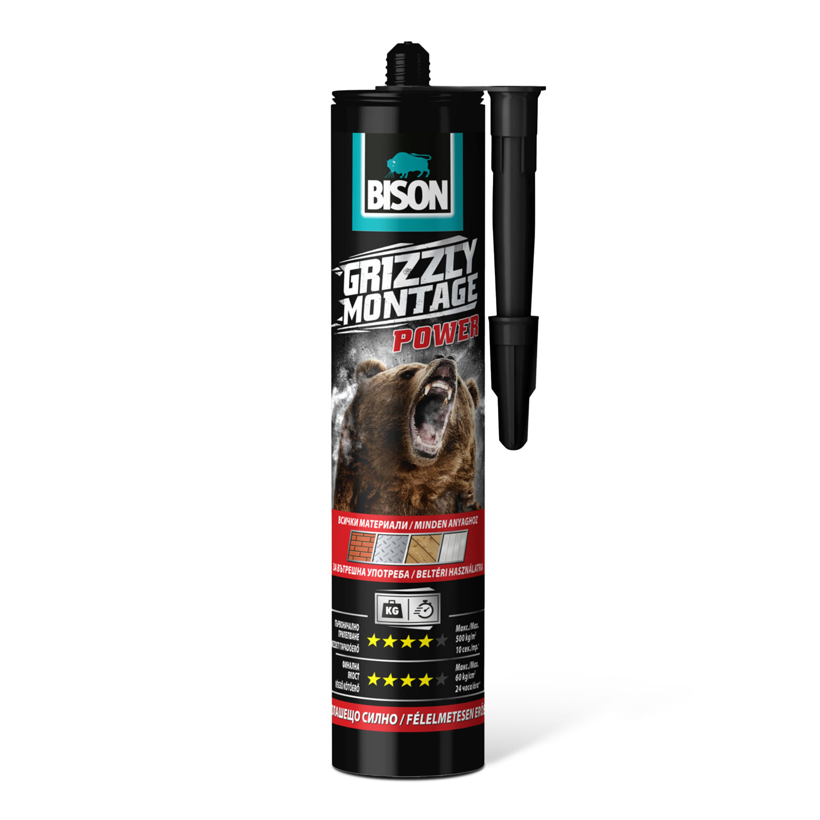 Adeziv de montaj Bison Grizzly, 370 g, aderenta imediata foarte puternica