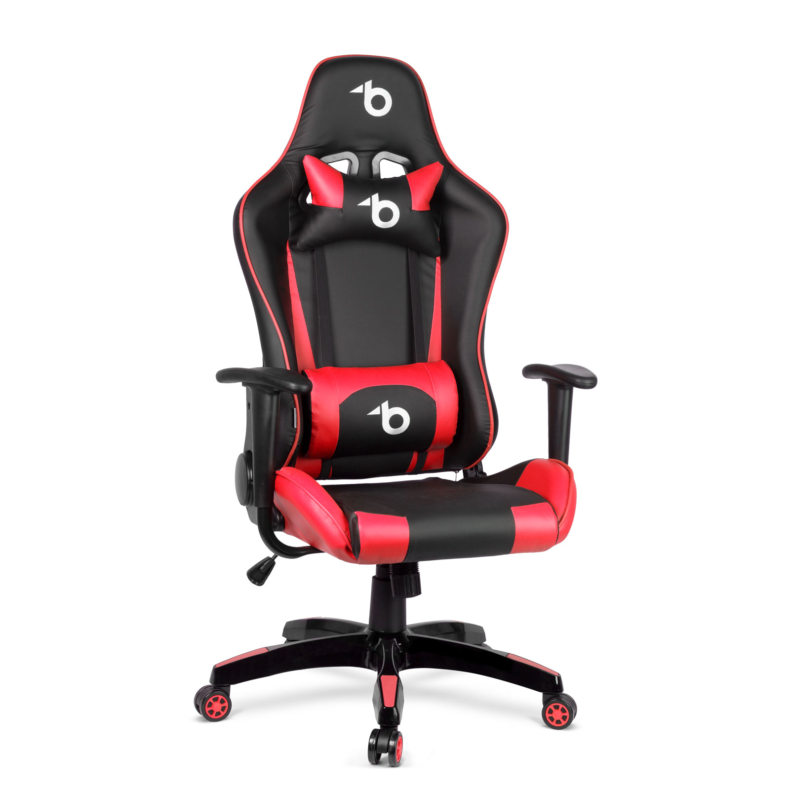 Scaun gaming ergonomic cu perne lombare si tetiera, reglabil, negru rosu, rotativ, suport 110 kg