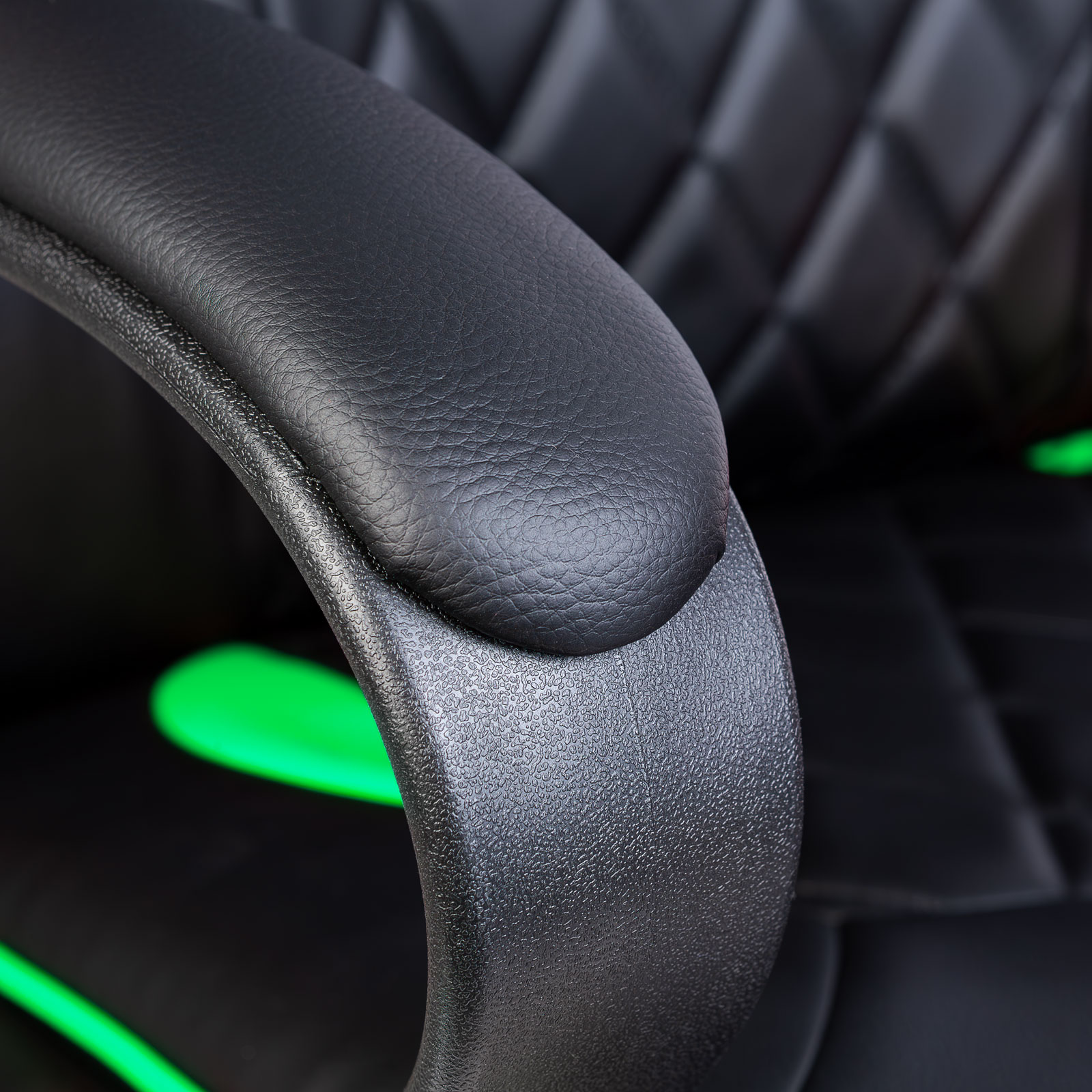 Scaun gaming ergonomic reglabil, cu cotiere fixe, negru verde, rotativ, suport 110 kg