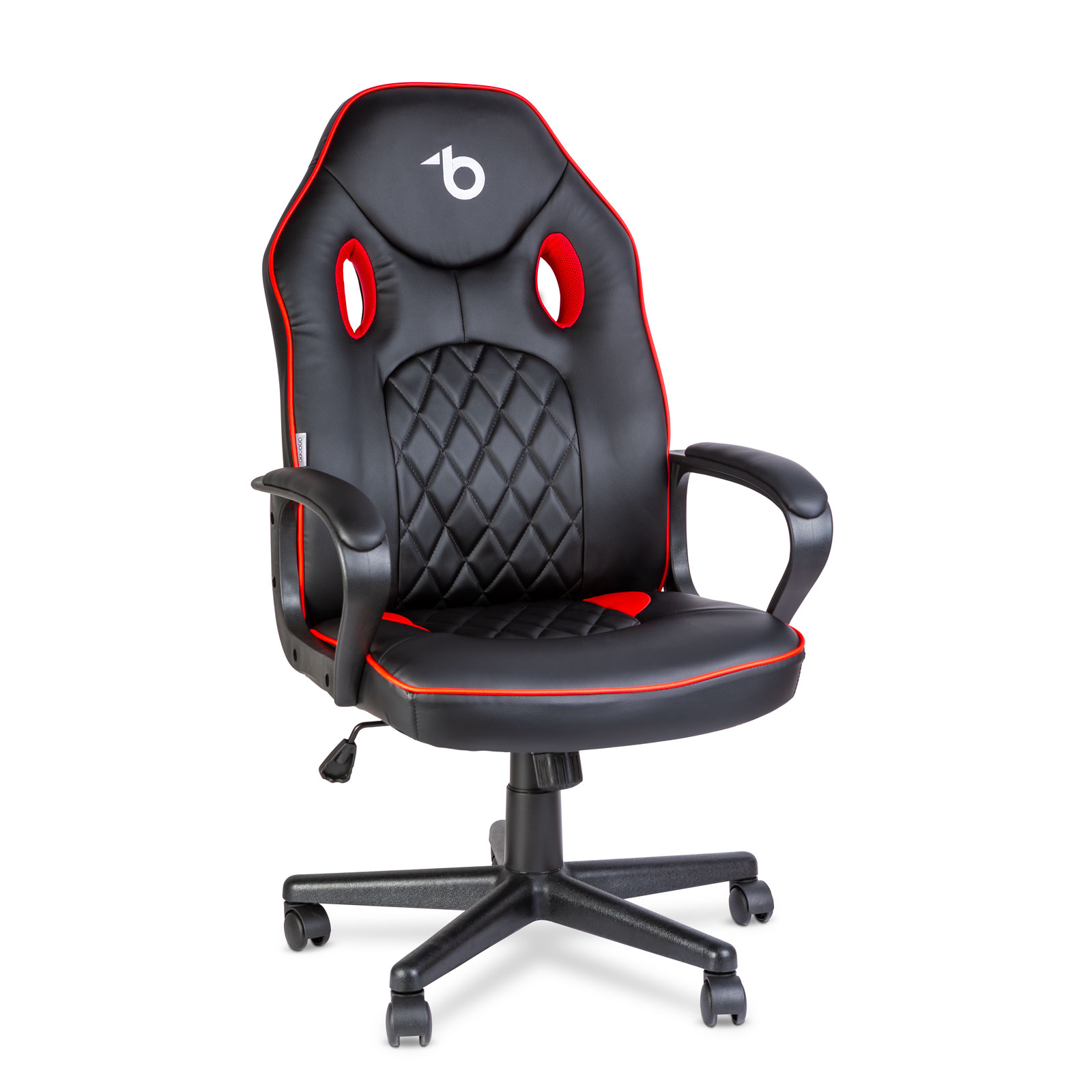 Scaun gaming ergonomic reglabil, cu cotiere fixe, negru rosu, rotativ, suport 110 kg