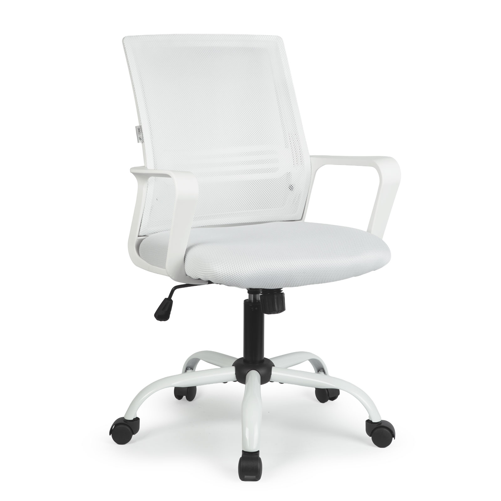 Scaun de birou rotativ, cu cotiere fixe, alb, 70 x 51 / 52 x 50 cm