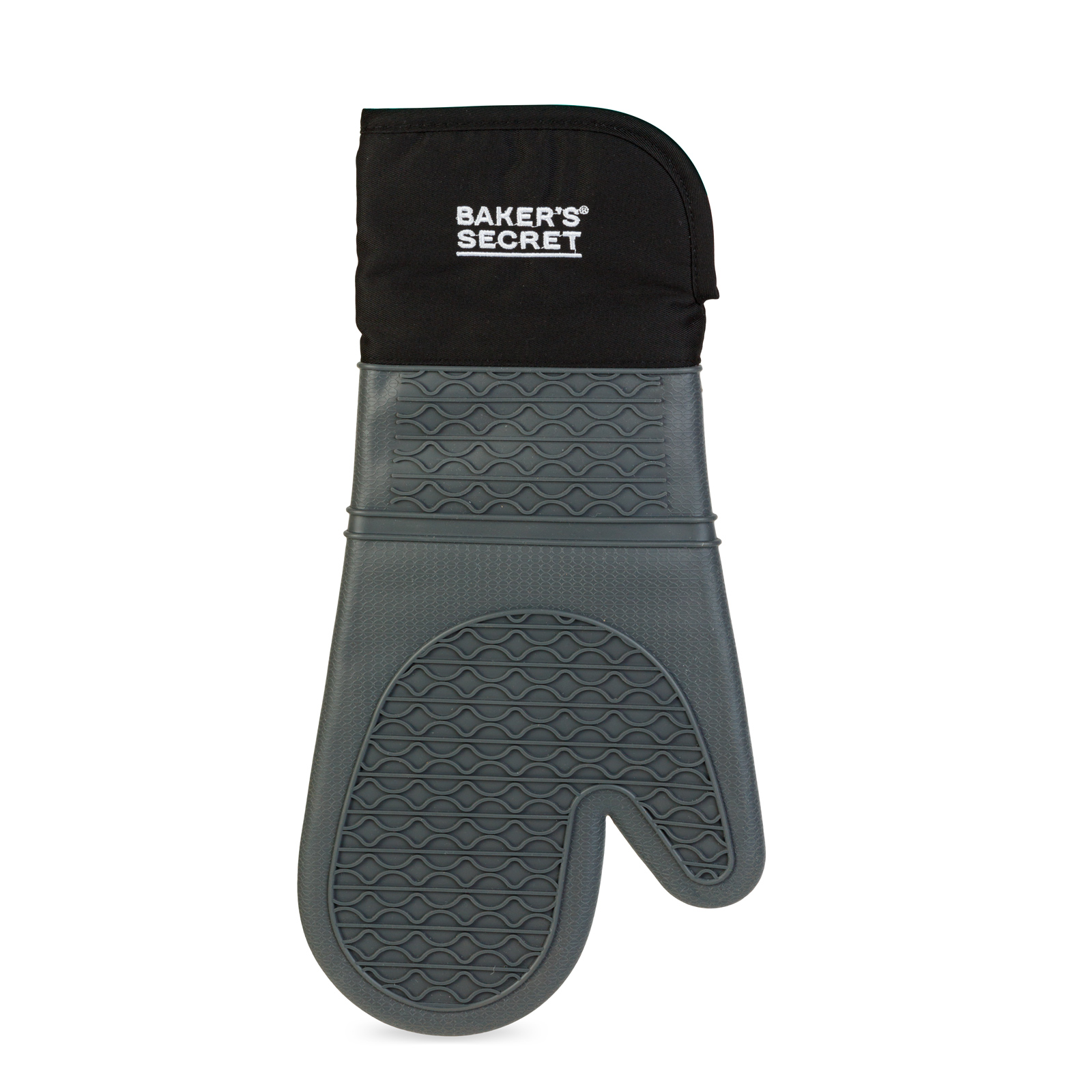 Manusa cuptor Baker's Secret silicon gri 38.5 cm, rezistenta la caldura si impermeabila cu protectie antebrat