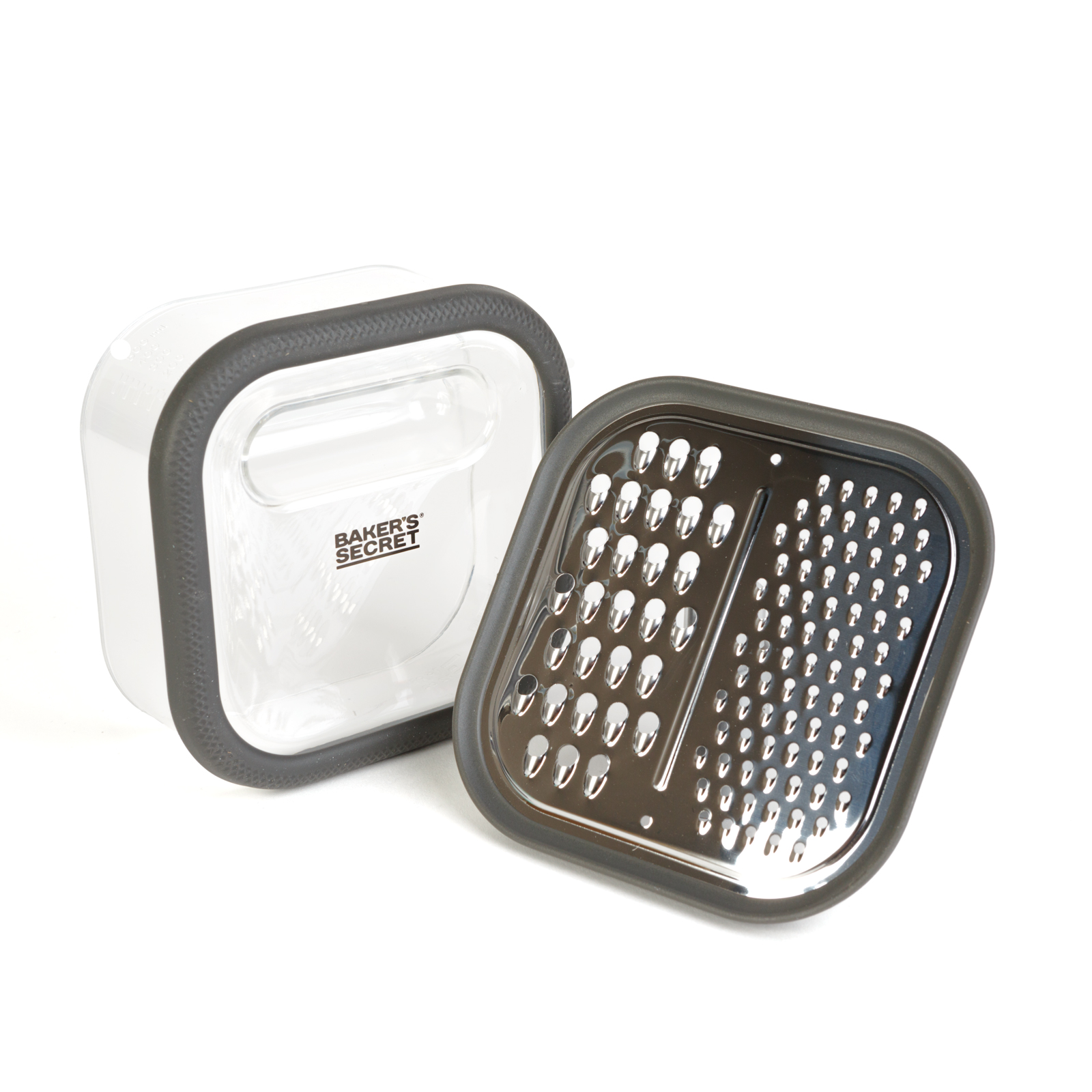 Razatoare bucatarie Baker's Secret inox cu recipient 13.7 x 13.7 x 6.4 cm, pentru legume branza si ciocolata