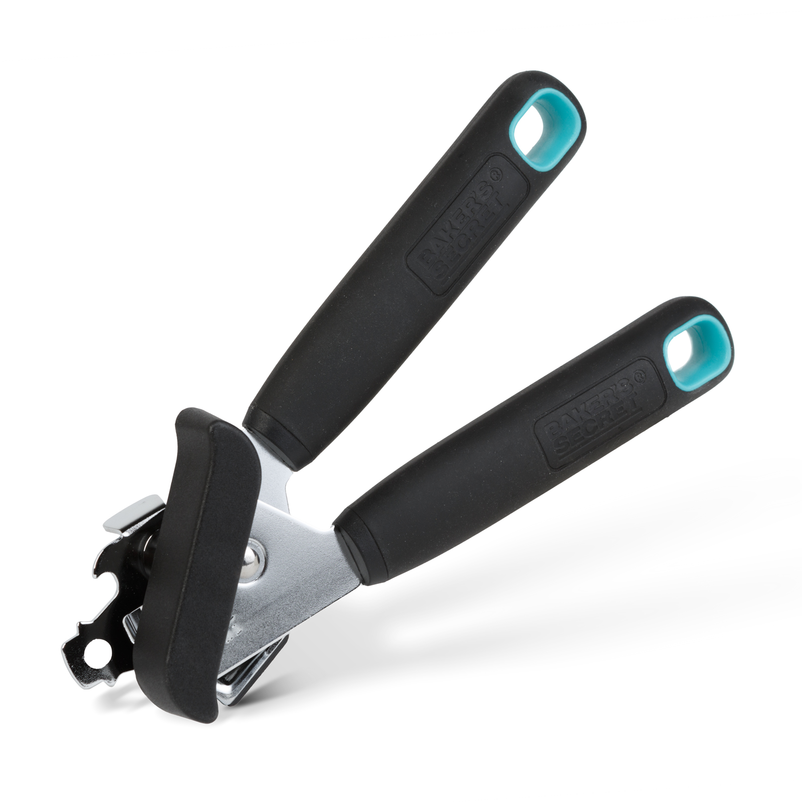 Deschizator conserve Baker's Secret 18.6 cm negru, manual cu maner ergonomic pentru deschidere usoara