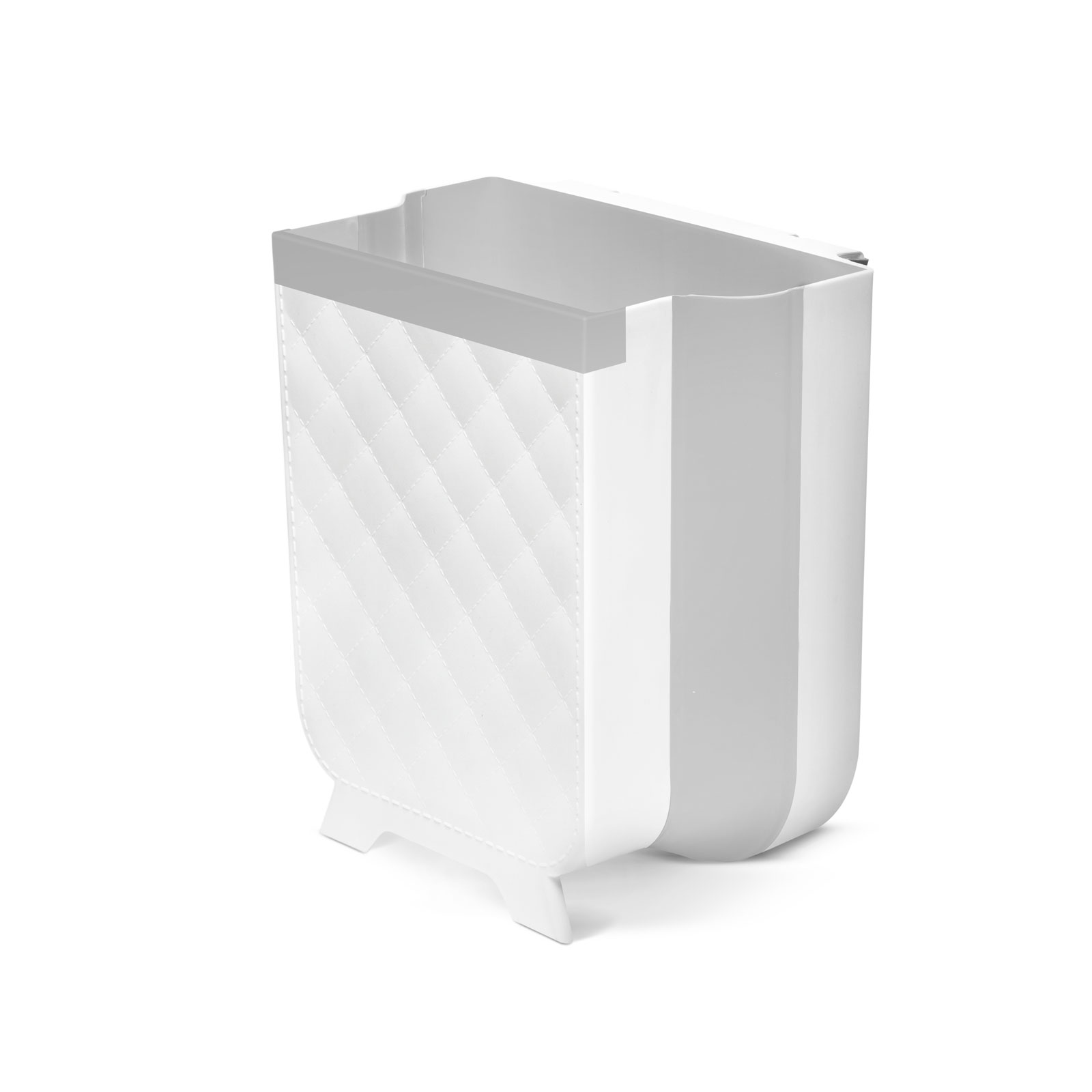 Cos gunoi suspendat pentru usa dulap 12L, 25x17x28.5 cm, plastic, alb gri, pentru bucatarie sau baie