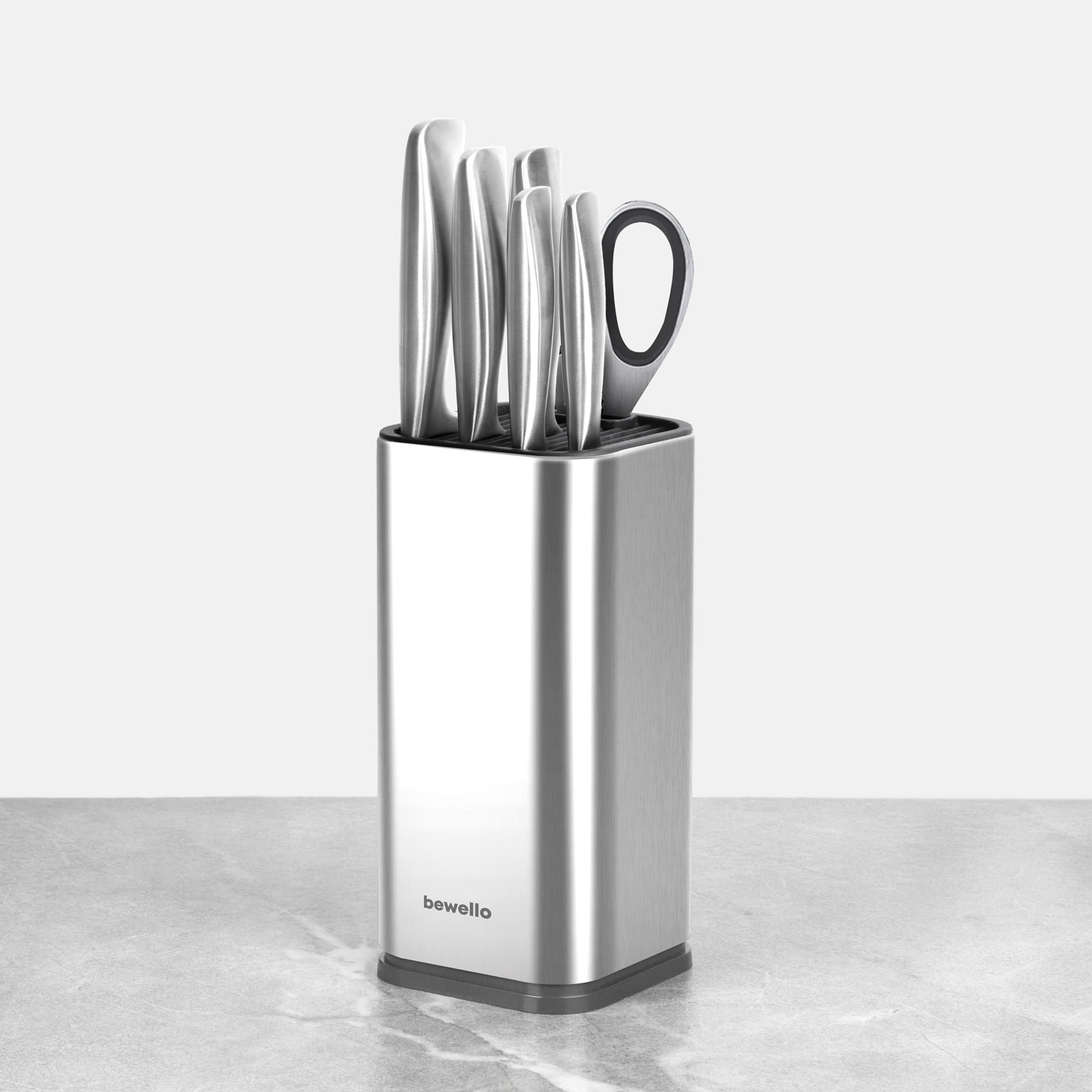 Set cutite bucatarie 7 piese cu suport si foarfeca, otel inoxidabil 3CR13, multifunctional, profesional