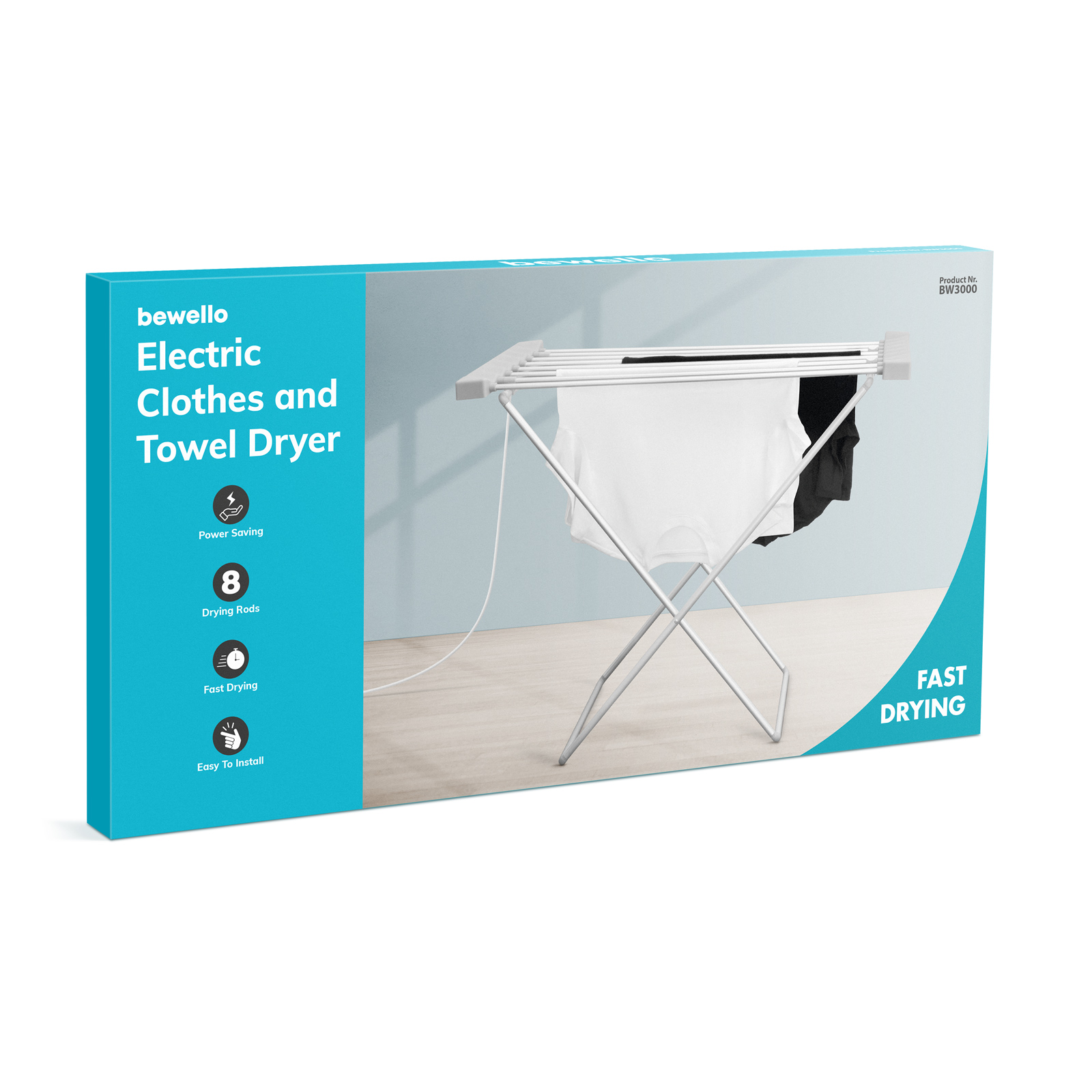 Uscator electric haine si prosoape, 8 bare, 100W, plastic, gri