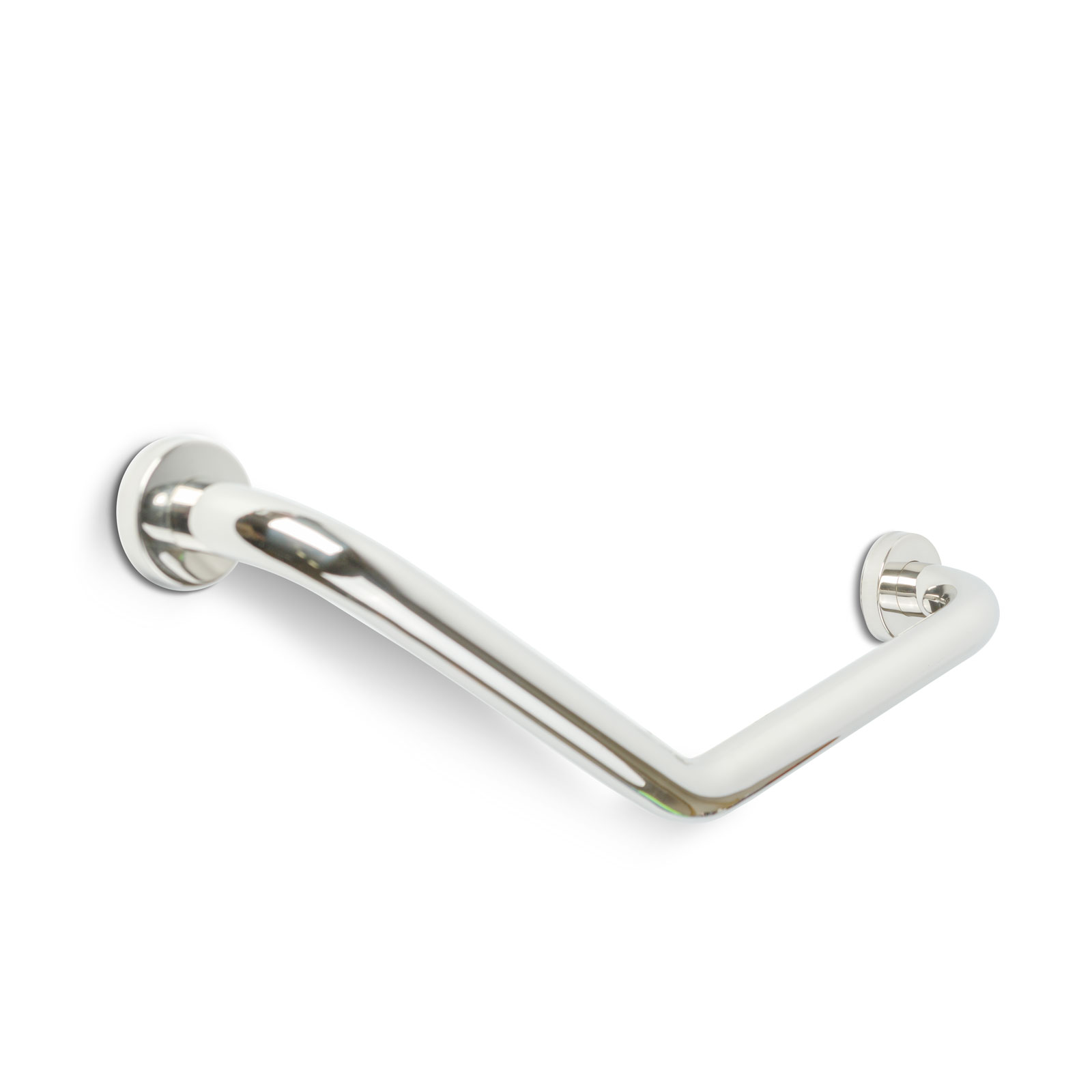 Maner siguranta baie inox cromat 45 grade, bara sprijin cada si dus, suport perete 25+25 cm