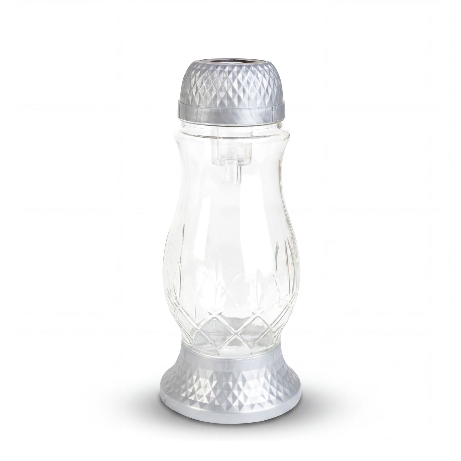 Candela solara LED din sticla, lumina alb cald, aprindere automata, 25 x 10 cm