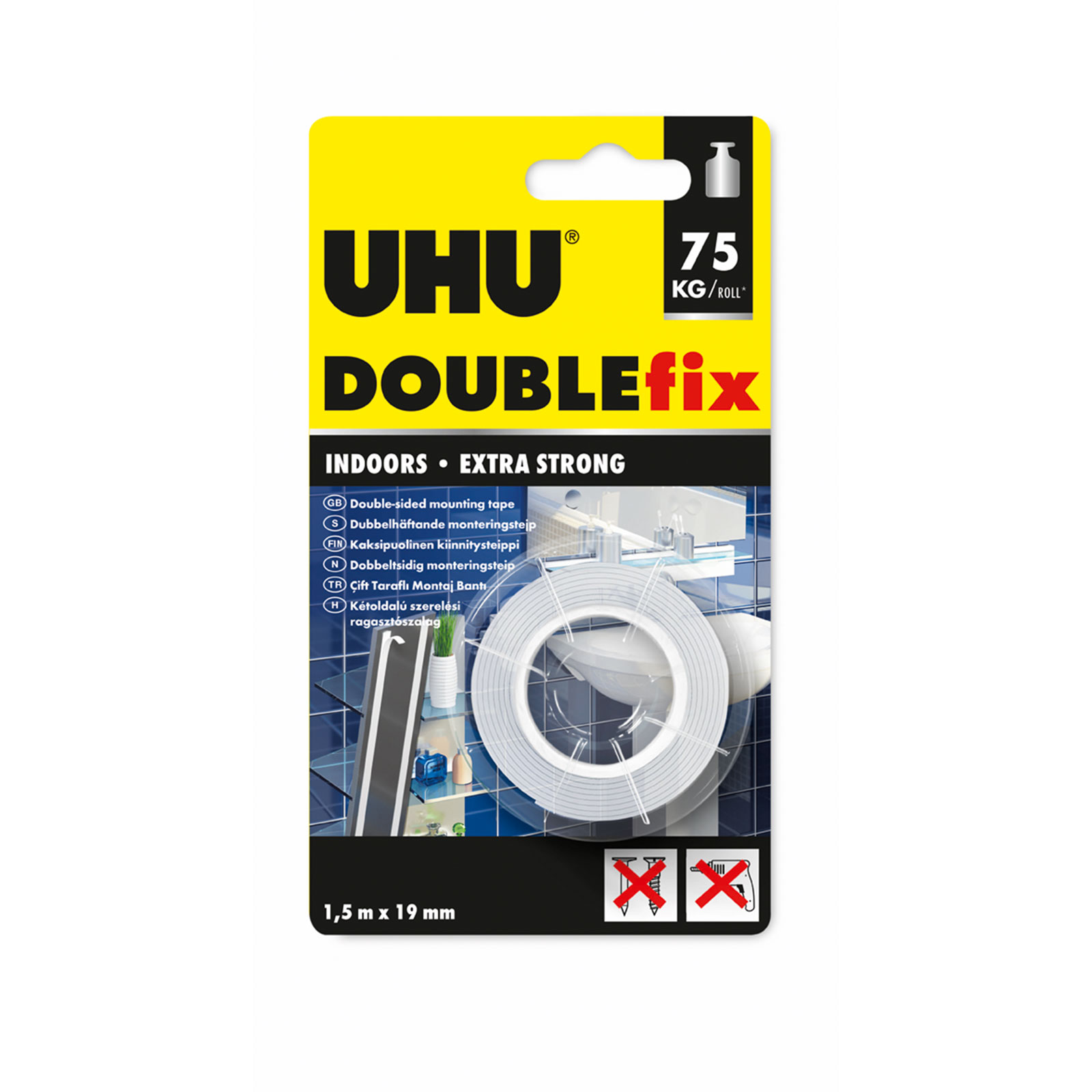 Double Fix - bandă adezivă față-verso - 19 mm x 1,5 m