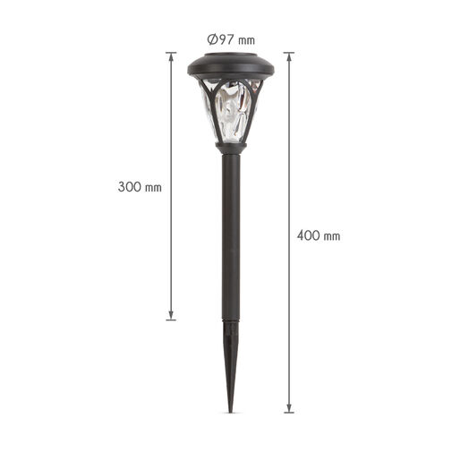 11252 • LED-es szolár lámpa - leszúrható, mintás plexivel - fekete - 300 mm
