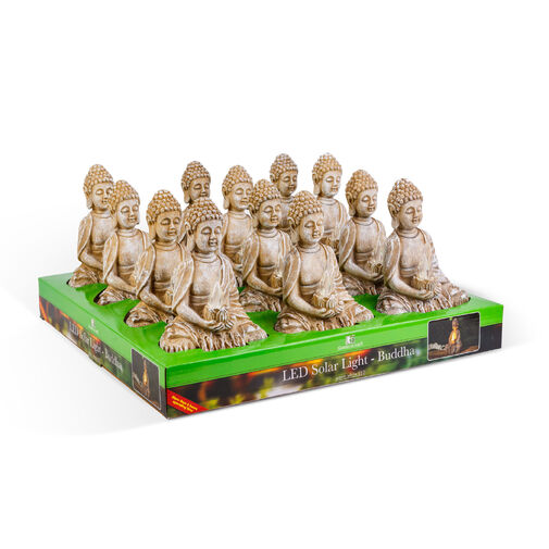 11269 • Szolár Buddha gyertyával - 1 melegfehér LED - 12,5 x 8,5 x 19 cm