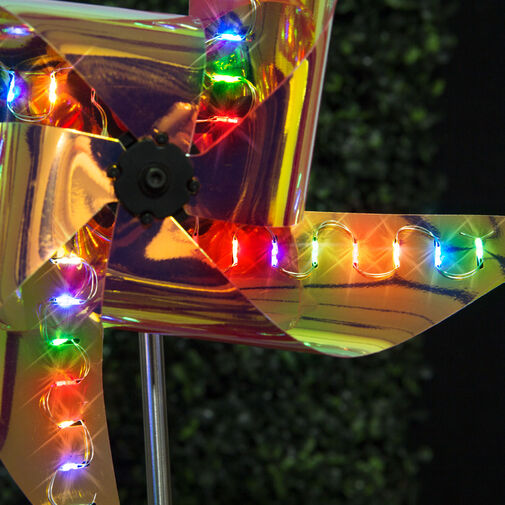 11272 • LED-es szolár szélforgó - színes LED, leszúrható - alu, műanyag - 75 x 23 x 23 cm
