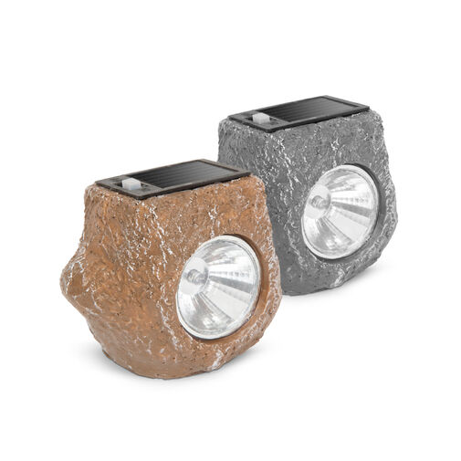 11389D • LED-es kültéri szolárlámpa - szürke / barna kő - hidegfehér - 80 x 56 x 70 mm