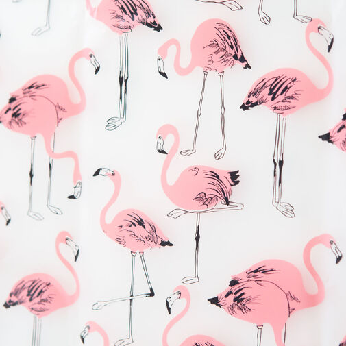 11527D • Zuhanyfüggöny - flamingós - 180 x 200 cm