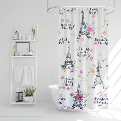 11528D • Zuhanyfüggöny - Eiffel-torony mintás - 180 x 180 cm