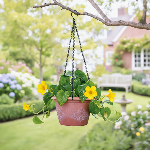 11561 • Virágcserép függesztőlánc - fém - fekete - 50 cm