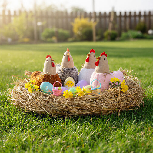 11569 • Textil dekoráció - tyúkanyó - 21 x 18 x 11 cm - 4 féle