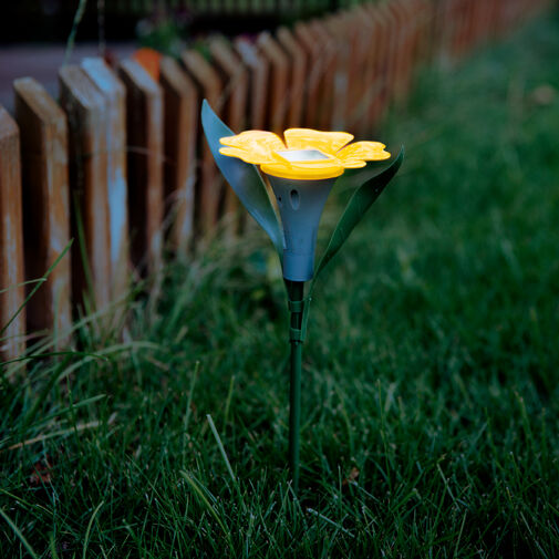 11754 • Leszúrható szolár virág - 3 szín - 30 x 10 cm - fehér LED