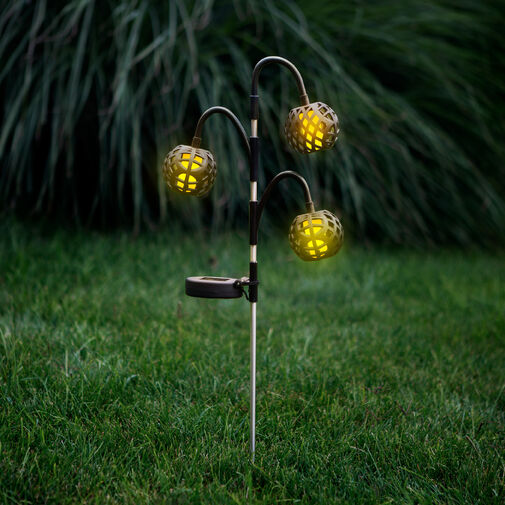 11770 • Leszúrható szolár lámpa - lánghatással - 5 gömb - 7 cm - 30 LED