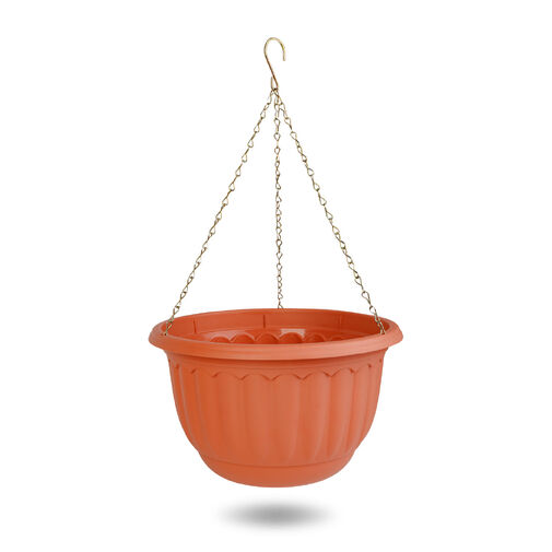 11993 • Műanyag függesztett cserép lánccal -  terrakotta - 30 x 18 cm