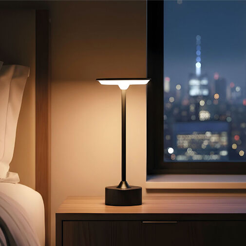 12502B • Asztali lámpa - fekete színű fém - állítható színhőm, fényerő - akkumulátoros - USB