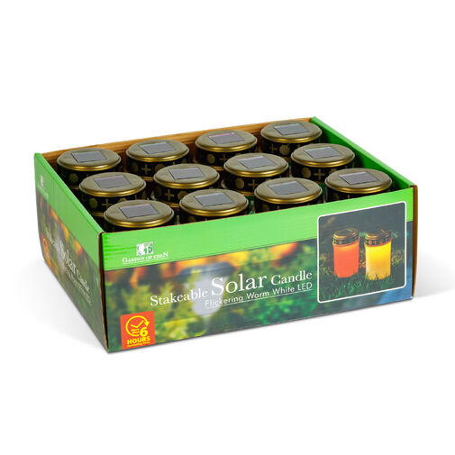 13001 • Leszúrható szolár mécses - pislákoló melegfehér LED - 7,3 x 20,5 cm - piros / fehér