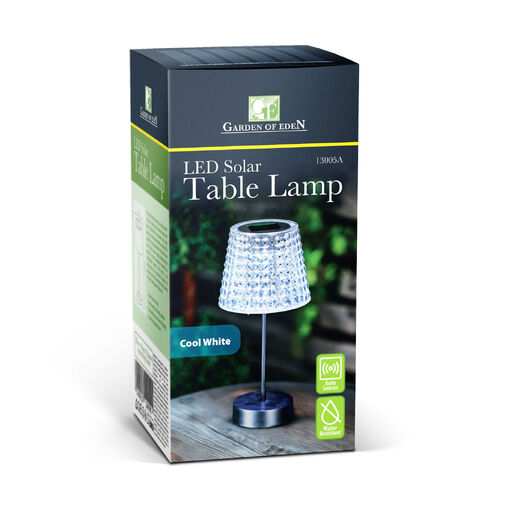13005A • Szolár asztali lámpa - átlátszó - hidegfehér LED - műanyag - 26 x 12 cm