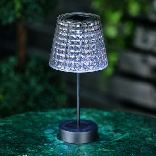 13005B • Szolár asztali lámpa - füst - hidegfehér LED - műanyag - 26 x 12 cm