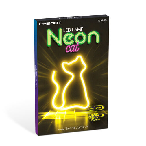 43996G • Neon LED lámpa - melegfehér macska - 3 x AA + USB - 17 x 1,6 x 23,3 cm