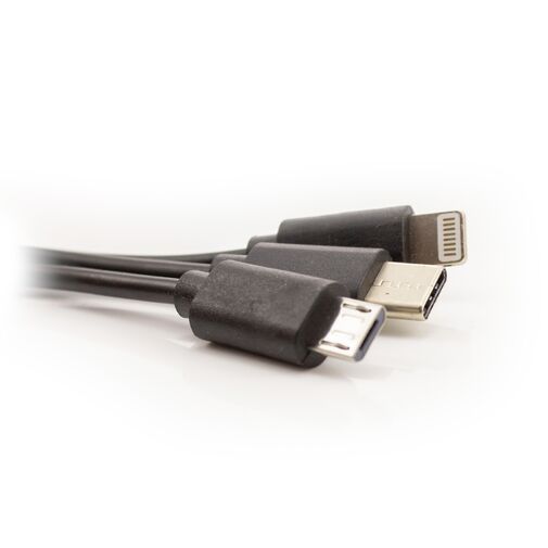 55051 • Univerzális telefontöltő, micro USB + iPhone csatlakozással + USB 1A