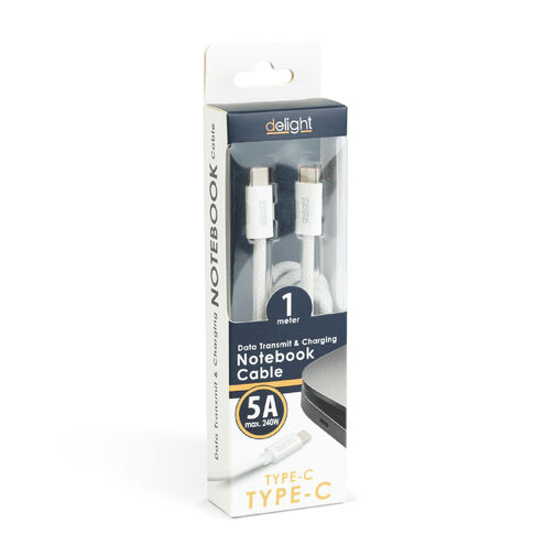 55555WH-1 • Notebook töltőkábel - adatkábel - Type-C / Type-C - fehér - 1 m - 5 A - 240 W