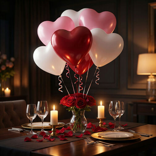 56099 • Lufi szett - szív alakú - piros/fehér/rózsaszín - 10 db / csomag