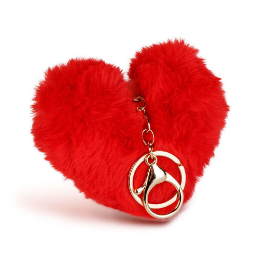 56101 • Kulcstartó - szív alakú - plüss, piros - 13 x 10 cm