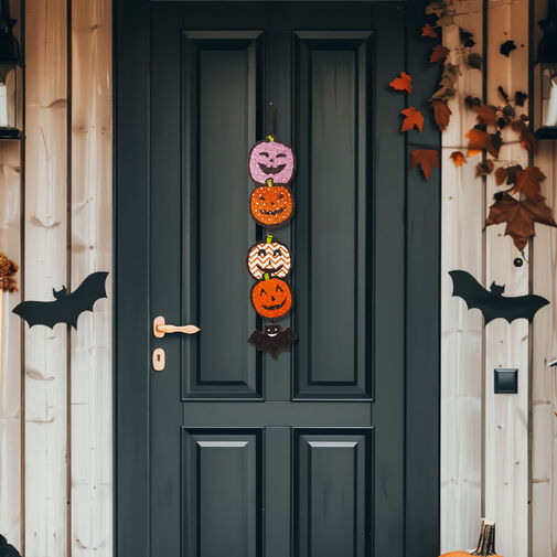 56571 • Halloween-i dekoráció - tök - akasztható - fa - 62 x 13 cm