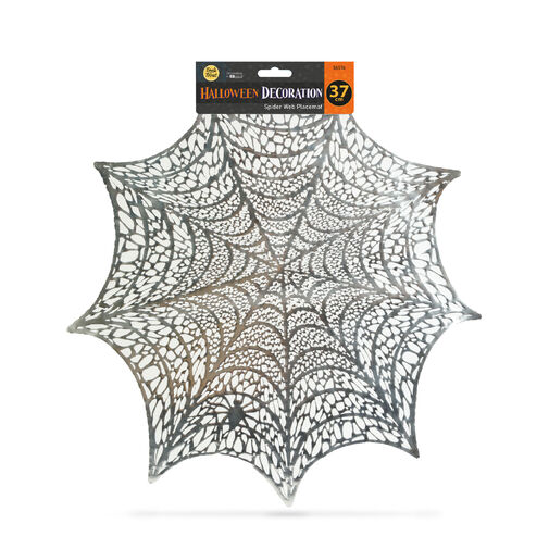 56576 • Halloween-i dekoráció - pókháló alátét - ezüst - Ø37 cm - műanyag